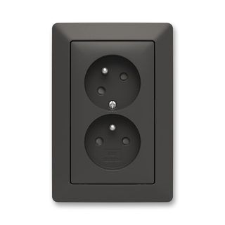 ABB 5513T-C02357 237 ZONI Zásuvka dvojnásobná, s cl., s natočenou dutinou matná černá