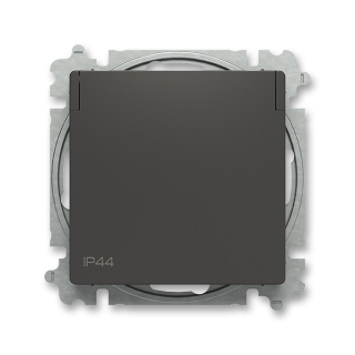 ABB 6619T-A06995 237 ZONI Zásuvka jednonásobná, s cl., s víčkem, IP44 matná černá