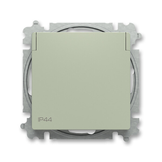 ABB 6619T-A06995 243 ZONI Zásuvka jednonásobná, s cl., s víčkem, IP44 olivová