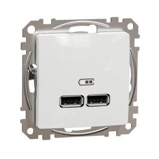 SCHNEIDER SDD111401 SEDNA Dvojitá USB A+A nabíječka 2.1A, bílá