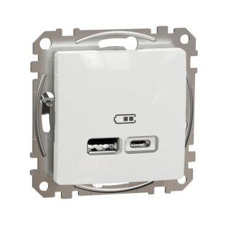 SCHNEIDER SDD111402 SEDNA Nabíječka dvojitá USB A+C 2.4A, bílá