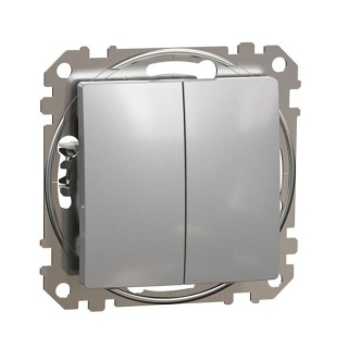 SCHNEIDER SDD113108 SEDNA Přepínač dvojitý střídavý ř.6+6, alu