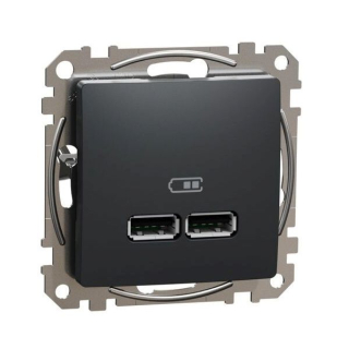 SCHNEIDER SDD114401 SEDNA Dvojitá USB A+A nabíječka 2.1A, antracit