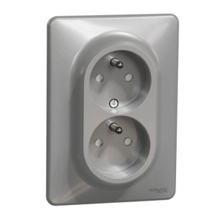 SCHNEIDER SDD313211C SEDNA Zásuvka dvojnásobná 230V 16A, alu