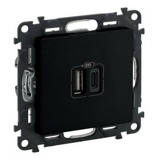 Valena Life dvojitá nabíječka usb a+c 3A černá Legrand 756306