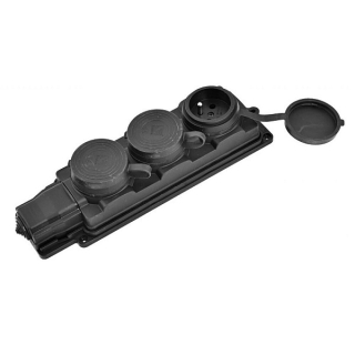 MALPRO D.3159M/3 Zásuvka gumová 3-násobná 16A/250V IP44, černá