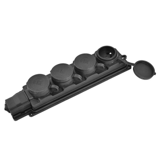 MALPRO D.3159M/4 Zásuvka gumová 4-násobná 16A/250V IP44, černá