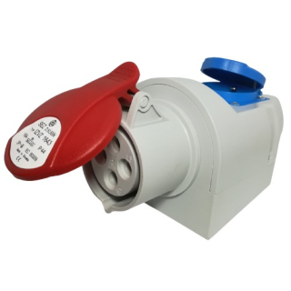 Nástěnná zásuvka 16A/4p kombinovaná se zásuvkou 230V IZVZ 1643, 400V, IP44, 16A, 4-pól