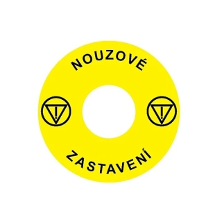 NOARK 106792 Ex9P1 H S6CZ Štítek nouzového zastavení žlutý, průměr 60 mm, CZ