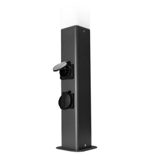Zahradní zásuvkový sloupek se svítidlem Tracon GARN2FE27, 2xzásuvka s kolíkem, 230VAC, E27, max.35W, IP54, 0,5m, 2600W