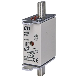 ETI 004181212 Pojistka nožová NV 00 C KOMBI 500V 63A gL-gG