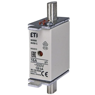 ETI 004181205 Pojistka nožová NV 00 C KOMBI 500V 16A gL-gG