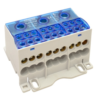 Tracon FLSO50-3P Odbočná svorka, s výklopným ochranným krytem 3×1×50(35)mm2 / 3×6×16(10)mm2, 690VAC/DC, 175 A