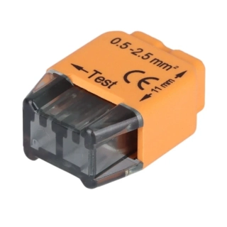 Tracon RVU2,5-2 Bezšroubová krabicová svorka, oranžová 2x0,5-2,5mm2, 450VAC, max. 16A