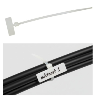 Tracon 120J Stahovací pásek s příčným štítkem pro označování kabelů, přírodní 110×2,5mm, průměr svazku 1-20 mm, PA6.6, velikost štítku 8×25 mm