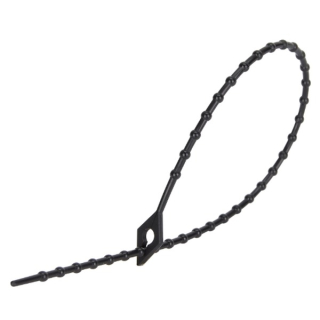 Tracon 150F-GY Stahovací pásky perličkové, rozepínací, černé 150×2mm, D=8-35mm, PE