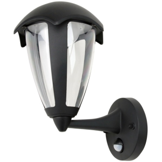 Tracon GARUM8W Exteriérové LED svítidlo,nástěnné, se záv.ramenem, nahoru,se 230 VAC, 50 Hz, 8 W, 550 lm, 3000 K, IP54, EEI=G s čidlem pohybu