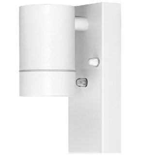 Tracon SPGU10IPFA1F Nástěnné bodové svítidlo, exterier., bílé, soumrak. spínač 100-240VAC, 50Hz, 1xGU10, max.35W, 30lux, IP44