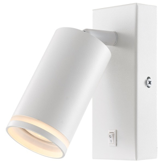Tracon SPGU10LFW Nástěnné nastavitelné bodové svítidlo, bílé, se spínačem 100-240VAC, 50Hz, 1xGU10, max.35W