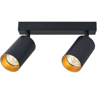 Tracon SPGU10MA2GB Stropní nastavitelné bodové svítidlo, černé, zlatý refl. 100-240VAC, 50Hz, 2xGU10, max.2x35W