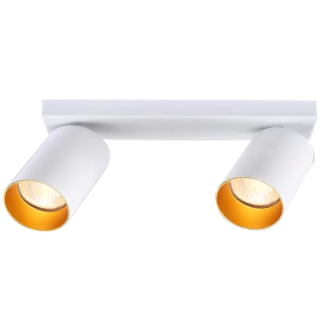 Tracon SPGU10MA2GW Stropní nastavitelné bodové svítidlo, bílé, zlatý refl. 100-240VAC, 50Hz, 2xGU10, max.2x35W