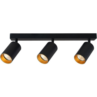 Tracon SPGU10MA3GB Stropní nastavitelné bodové svítidlo, černé, zlatý refl. 100-240VAC, 50Hz, 3xGU10, max.3x35W