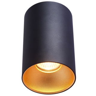 Tracon SPGU10MGB Stropní bodové svítidlo, válec, černé, zlatý refl. 100-240VAC, 50Hz, 1xGU10, max.35W