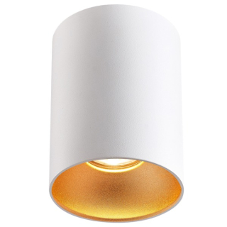 Tracon SPGU10MGW Stropní bodové svítidlo, válec, bílé, zlatý refl. 100-240VAC, 50Hz, 1xGU10, max.35W