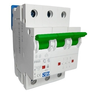 Jistič třípólový charakteristika C, 6A, 10kA