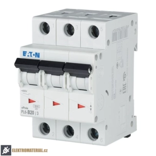 Třífázový jistič Eaton 286590 PL6-B20/3 na DIN lištu