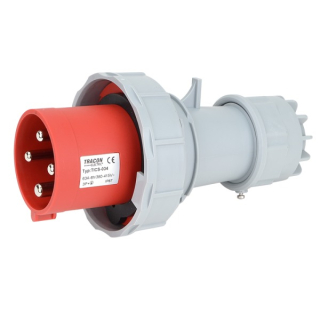 Tracon TICS-034 Spojovací průmyslová vidlice, s přech.se zvýšeným krytím 63A, 400V, 3P+E, 6h, IP67