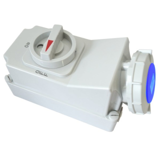 Tracon TICS-1132R Nástěnná průmyslová zásuvka s mechanickým blokováním 16A, 230V, 2P+E, 6h, IP67