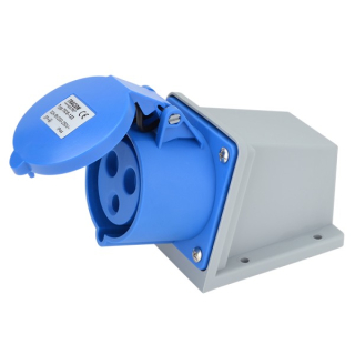 Tracon TICS-123 Nástěnná průmyslová zásuvka 32A, 250V, 2P+E, 6h, IP44