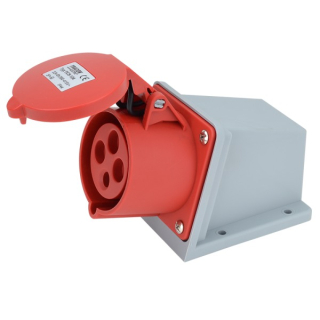 Tracon TICS-124 Nástěnná průmyslová zásuvka 32A, 400V, 3P+E, 6h, IP44