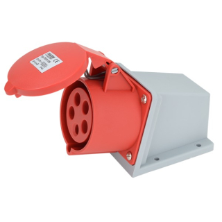 Tracon TICS-125 Nástěnná průmyslová zásuvka 32A, 400V, 3P+N+E, 6h, IP44