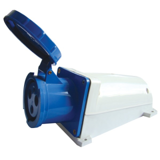 Tracon TICS-143 Nástěnná průmyslová zásuvka 125A, 250V, 2P+E, 6h, IP67