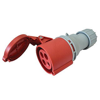 Tracon TICS-214H Spojovací průmyslová zásuvkas kabelovou přechodkou 16A, 400V, 3P+E, 6h, IP44