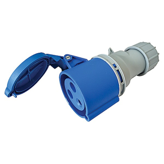 Tracon TICS-223H Spojovací průmyslová zásuvkas kabelovou přechodkou 32A, 230V, 2P+E, 6h, IP44