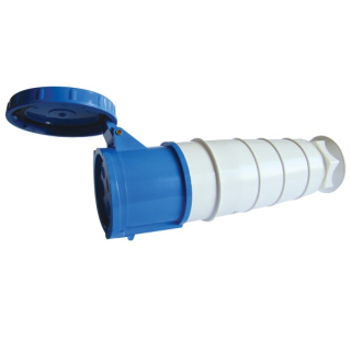 Tracon TICS-243 Spojovací průmyslová zásuvka, s přech.se zvýšeným krytím 125A, 250V, 2P+E, 6h, IP67