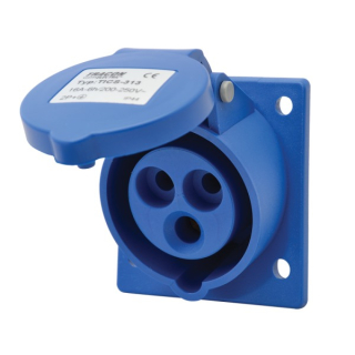 Tracon TICS-313 Vstavitelná průmyslová zásuvka šikmá 16A, 250V, 2P+E, 6h, IP44