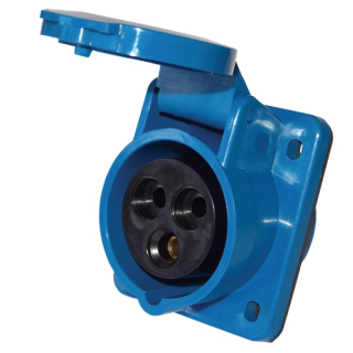 Tracon TICS-323 Vstavitelná průmyslová zásuvka šikmá 32A, 250V, 2P+E, 6h, IP44
