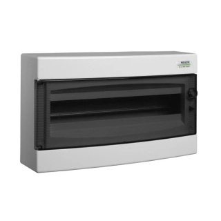 Noark 113298 PNS 1x24T Plastová rozvodnice, průhledné dveře, montáž na omítku, IP40, 1 řada, 24 modulů