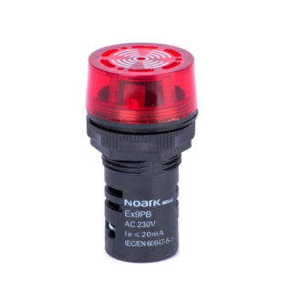 Noark 105696 Ex9PB I r 36V AC/DC Panelový bzučák přerušovaný, červený, 36VAC/DC