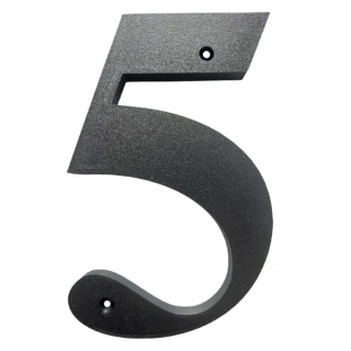 Domovní číslo popisné 5 na zeď, vrata, sloupky s dírami pro vruty barva černá, výška 170 mm