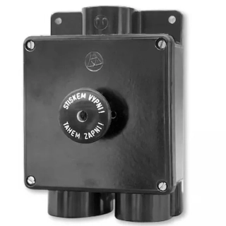 ABB 35363-81 Spínač trojpólový stiskací, 25 A, 400 V, IP55, nástěnný, černý