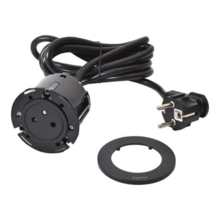 LEGRAND 654721 DISQ 60 ZAPUŠTĚNÁ ZÁSUVKA 2P+T ČERNÁ 2M KABEL S VIDLICÍ 2P+T