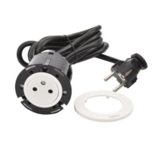 LEGRAND 654720 DISQ 60 ZAPUŠTĚNÁ ZÁSUVKA 2P+T BÍLÁ 2M KABEL S VIDLICÍ 2P+T