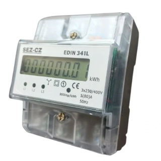 SEZ EDIN 341L Elektroměr 5-80 A, 1 tarif, 3 fázový, LCD displej, 4M/DIN