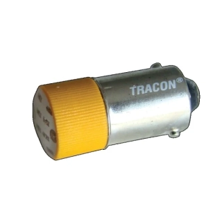 Tracon NYGL-ACDC230Y Led žárovka, žlutá 230V AC/DC, Ba9s