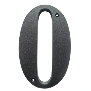 Domovní číslo popisné 0 na zeď, vrata, sloupky s dírami pro vruty barva černá, výška 170 mm